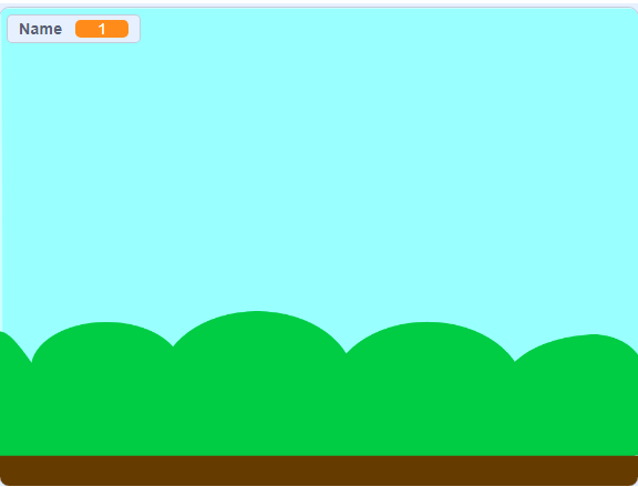 The variable is visible in the stage.